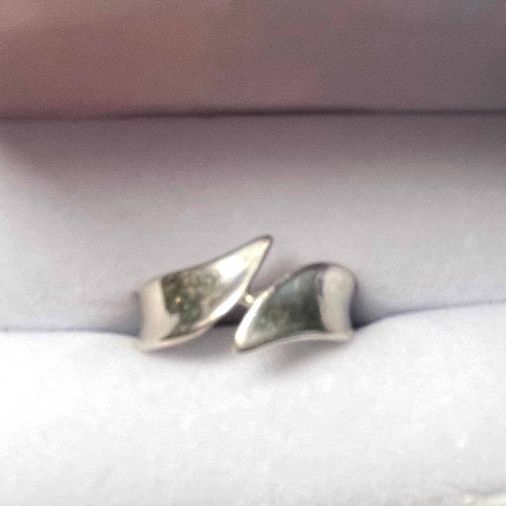Polished Silver Curved Wave Ring - Silver
